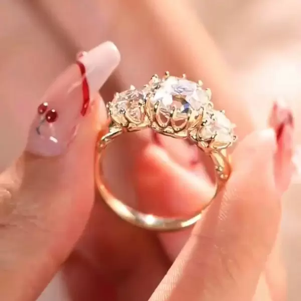 7ctw Cushion Cut Vintage Filigree Three Stone Engagement Ring