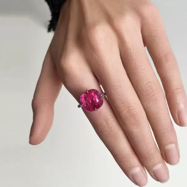 9.5ct Cushion Cut Fuchsia Pink Sapphire Cocktail Ring