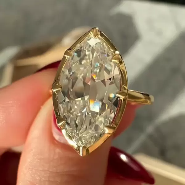 3.8ct Marquise Cut Simple Vintage Engagement Ring