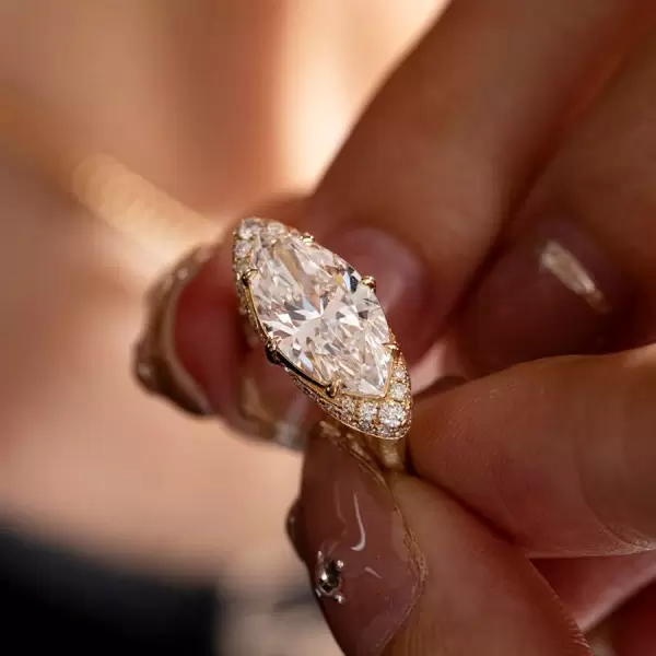 2.5ct Horizontal-Set Marquise Cut Halo Engagement Ring