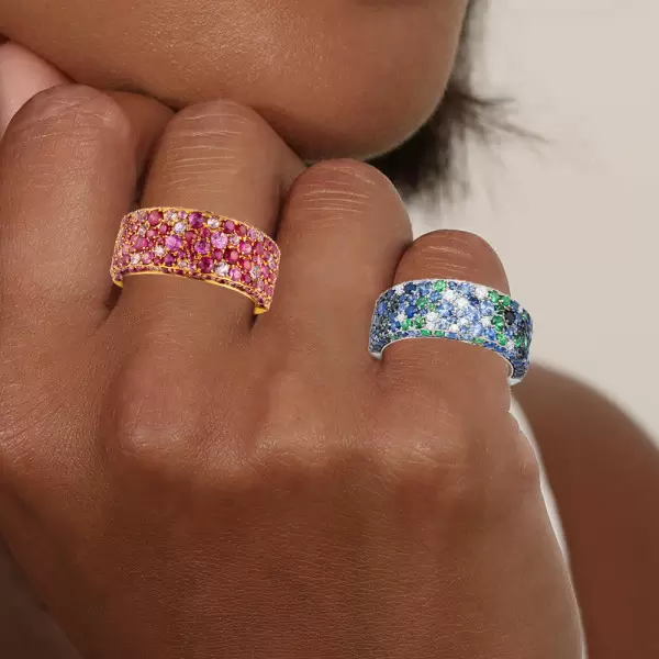 5ctw Scattered Paved Multicolor Sapphire Starry Band