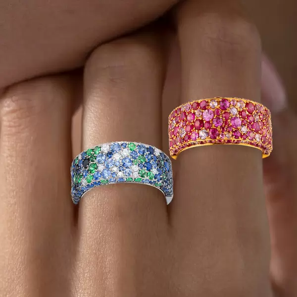 5ctw Scattered Paved Multicolor Sapphire Starry Band