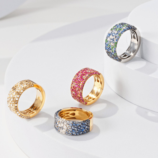 5ctw Scattered Paved Multicolor Sapphire Starry Band