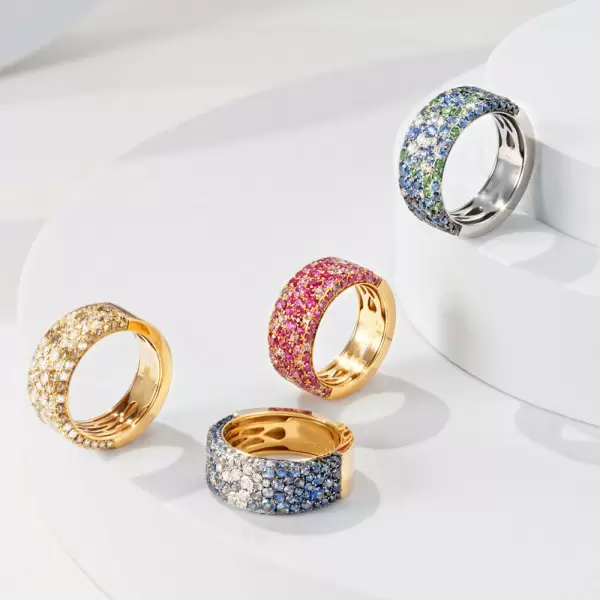 5ctw Scattered Paved Multicolor Sapphire Starry Band
