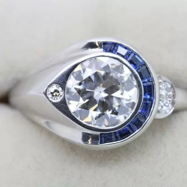 3ct Round Cut Asymmetric Art-deco Engagement Ring