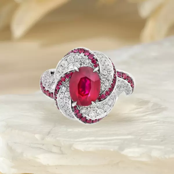 2ct Oval Cut Ruby Art-deco Twist Engagement Ring