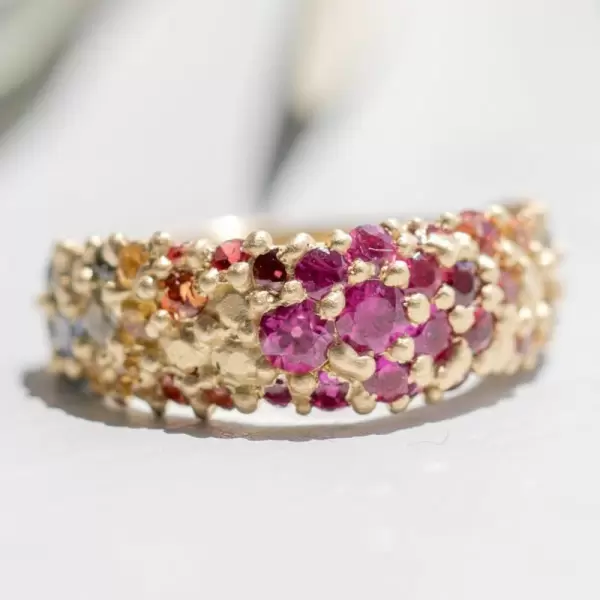 3.5ctw Round Cut Rainbow Sapphire Promise Ring