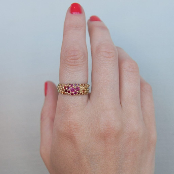 3.5ctw Round Cut Rainbow Sapphire Promise Ring