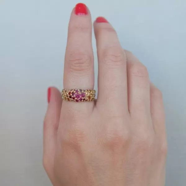 3.5ctw Round Cut Rainbow Sapphire Promise Ring