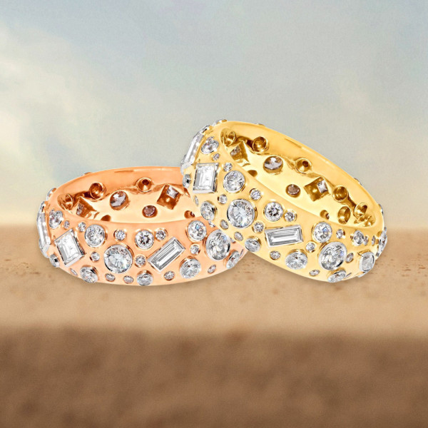 4ctw Multi-cut White Sapphire Two Tone Cigar Band