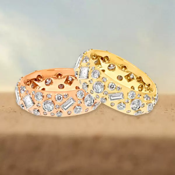 4ctw Multi-cut White Sapphire Two Tone Cigar Band