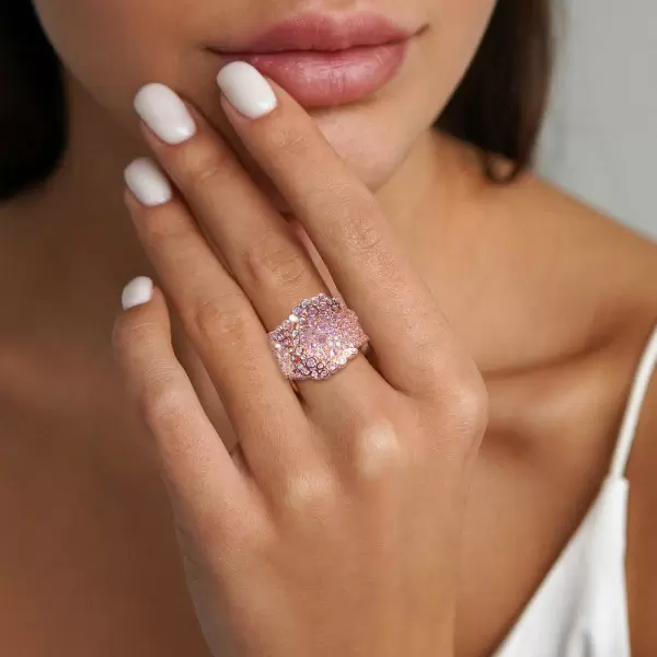 4ctw Round Cut Pink Sapphire Cluster Asymmetric Cocktail Ring