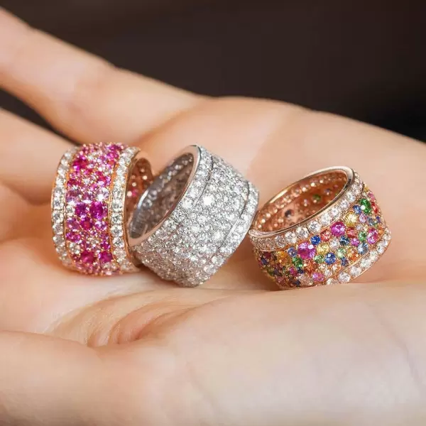 7ctw Round Cut Multicolor Sapphire Paved Wedding Band