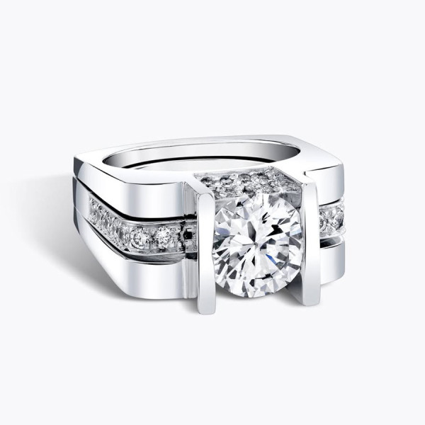 3ct Round Cut Modern Style Square Wedding Ring Set