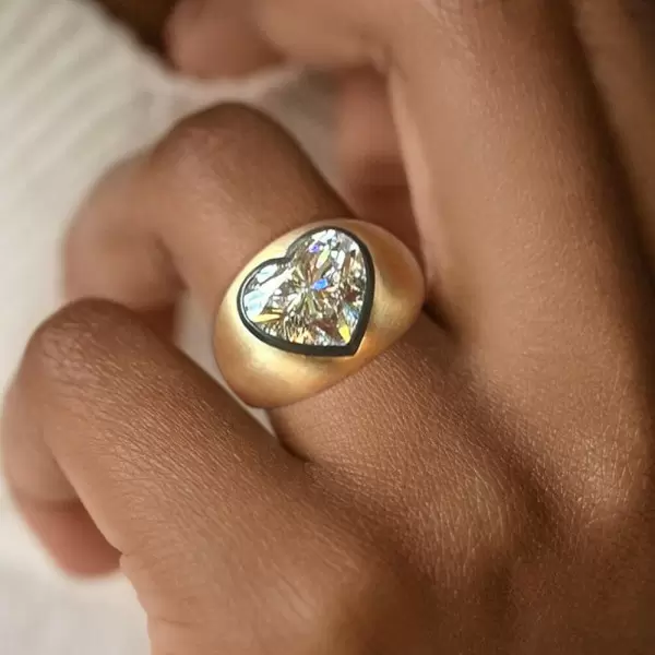 3.5ct Heart Cut Two Tone Matte Bombe Ring