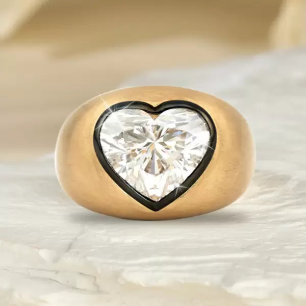 3.5ct Heart Cut Two Tone Matte Bombe Ring
