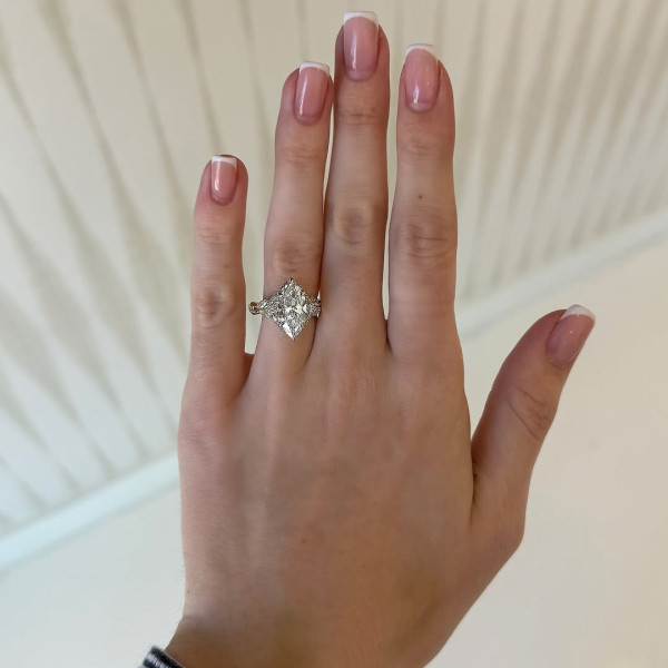 2.5ct Marquise Cut Cluster Gold Tone Engagement Ring