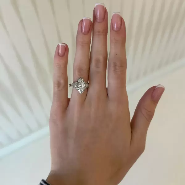 2.5ct Marquise Cut Cluster Gold Tone Engagement Ring