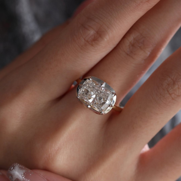3ct Cushion Cut Vintage Two Tone Classic Engagement Ring