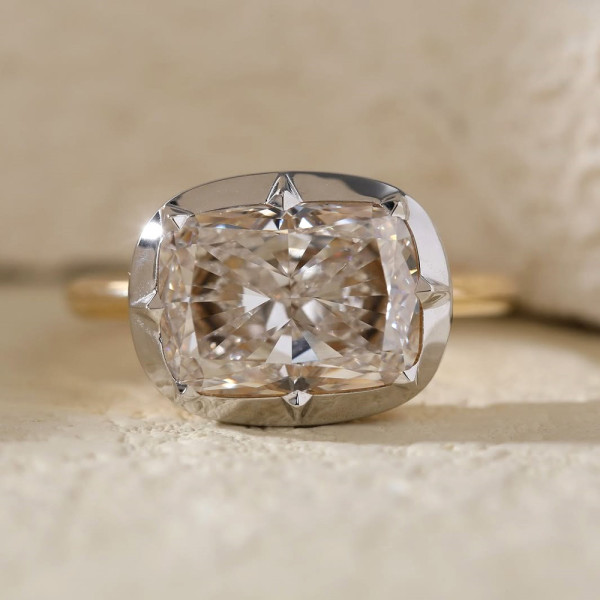 3ct Cushion Cut Vintage Two Tone Classic Engagement Ring