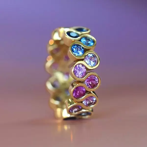 8ctw Round Cut Multicolor Sapphire Rainbow Eternity Ring