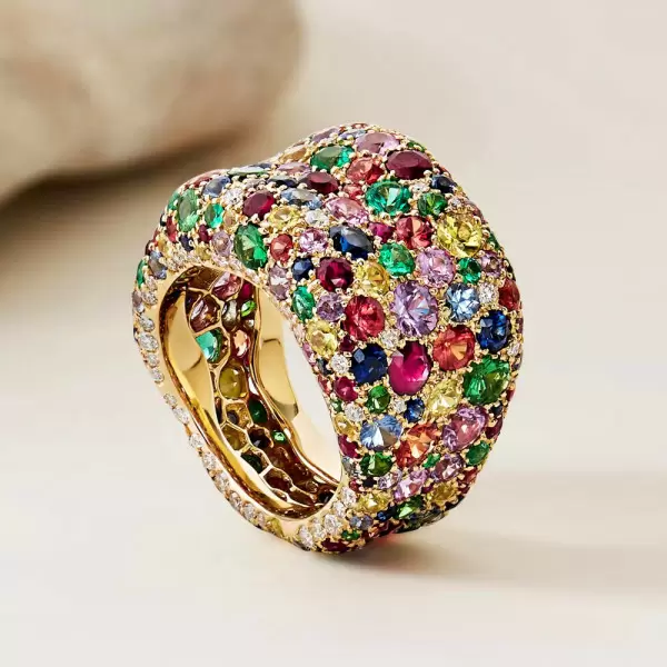 15ctw Multicolor Sapphire Allover Paved Bold Cocktail Ring