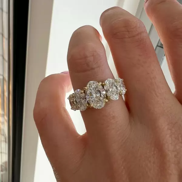 5ctw Oval Cut Gold Tone Five-Stone Engagement Ring