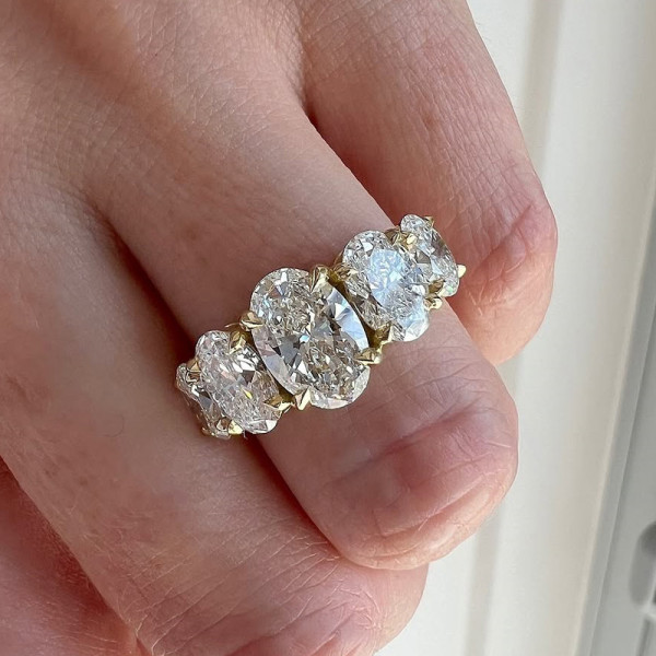 5ctw Oval Cut Gold Tone Five-Stone Engagement Ring