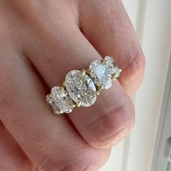 5ctw Oval Cut Gold Tone Five-Stone Engagement Ring