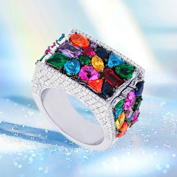 13ctw Multi-cut Multicolor Sapphire Pinky Cocktail Ring