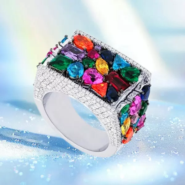 13ctw Multi-cut Multicolor Sapphire Pinky Cocktail Ring