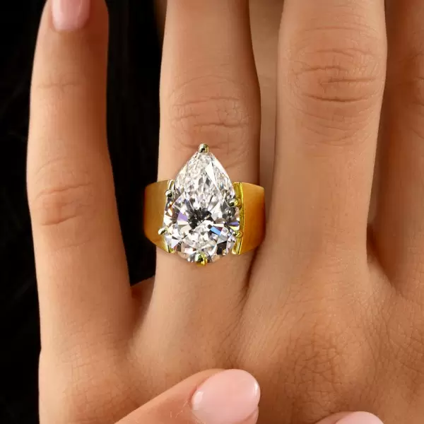 4.2ct Pear Cut White Sapphire Simple Classic Engagement Ring