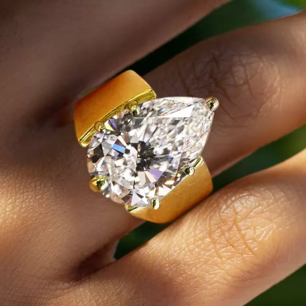 4.2ct Pear Cut White Sapphire Simple Classic Engagement Ring