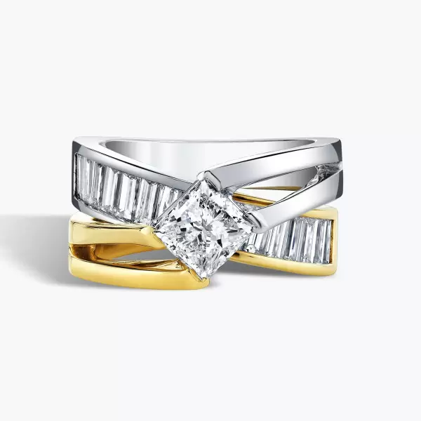2ct Princess Cut Two Tone Modern Ribbon Engagement Ring