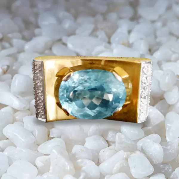 5ct East-west Oval Cut Aquamarine Art-deco Cocktail Ring