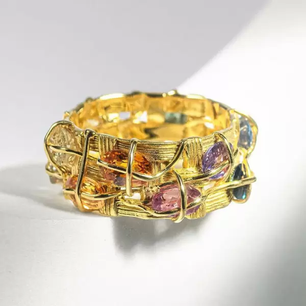 6ctw Oval Cut Rainbow Sapphire Nature-inspired Cocktail Ring