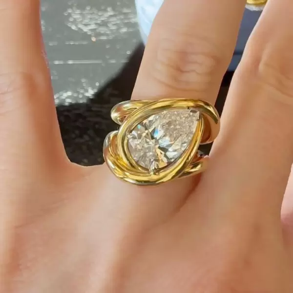 4.2ct Pear Cut Intertwined Split Shank Engagement Ring