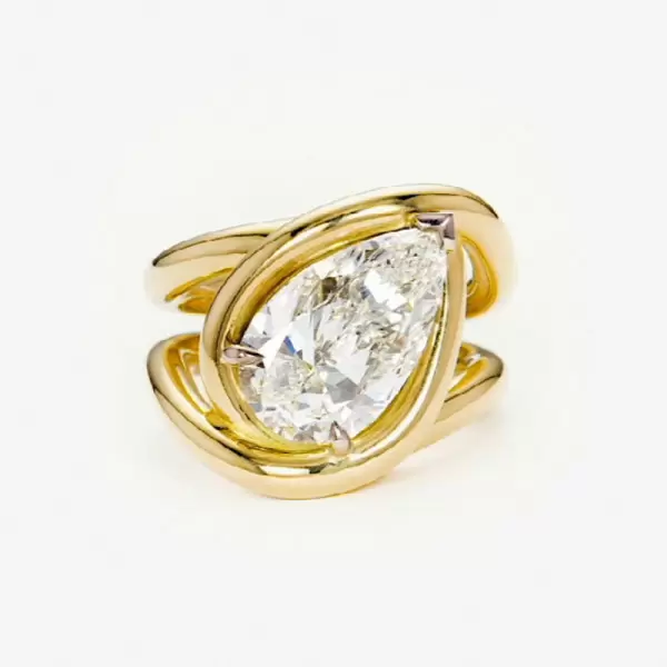 4.2ct Pear Cut Intertwined Split Shank Engagement Ring