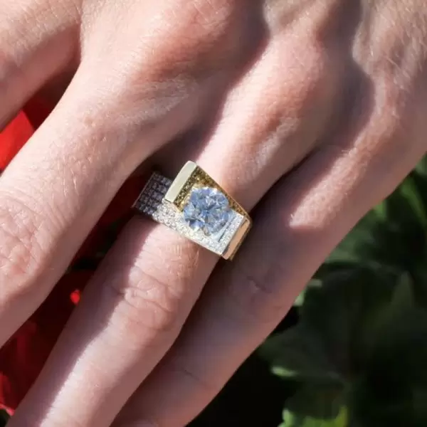 2ct Round Cut Architectural Style Modern Engagement Ring
