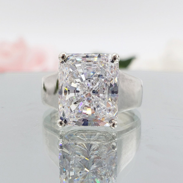 5ct Radiant Cut Matte Cigar Band Classic Engagement Ring