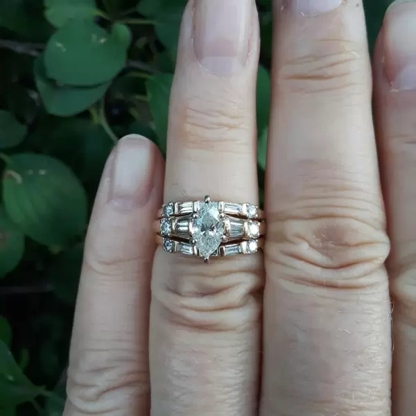 1.5ct Marquise Cut Vintage Three-piece Wedding Ring Set