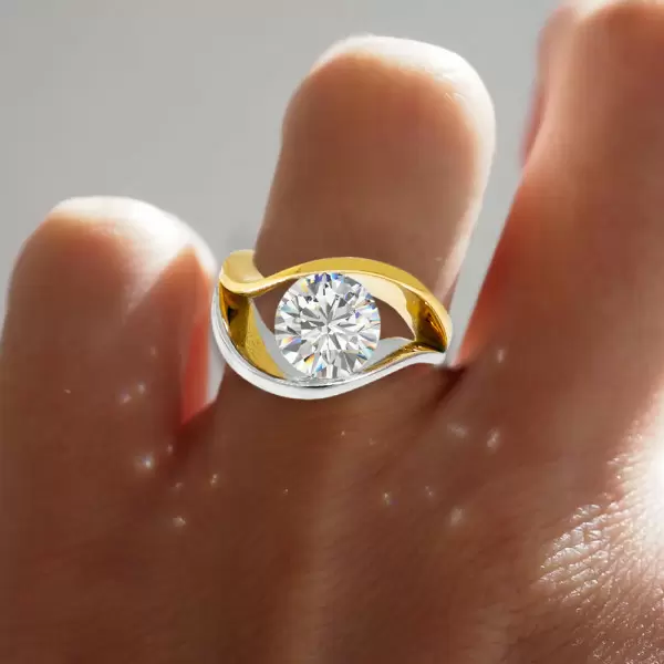 3.8ct Round Cut Split Shank Two Tone Engagement Ring