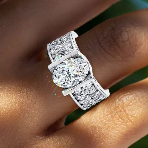 3ct Oval Cut Tension-set European Shank Engagement Ring