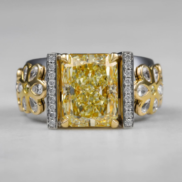 6ct Radiant Cut Yellow Sapphire Flower Cocktail Ring