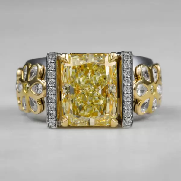 6ct Radiant Cut Yellow Sapphire Flower Cocktail Ring