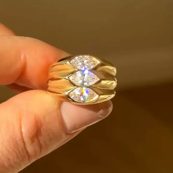 3ctw Marquise Cut Three Stone Modern Engagement Ring