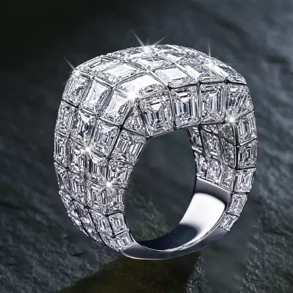 16ctw Emerald Cut White Sapphire Bold Dome Cocktail Ring