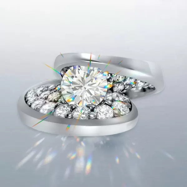 1.2ct Round Cut Curved Asymmetric Modern Engagement Ring