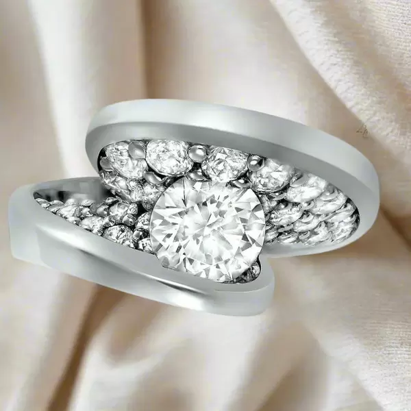 1.2ct Round Cut Curved Modern Engagement Ring