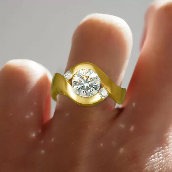 3ct Round Cut Bypass Three Stone Engagement Ring